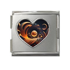 Ai Generated Swirl Space Design Fractal Light Abstract Mega Link Heart Italian Charm (18mm)