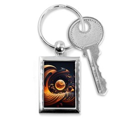 Ai Generated Swirl Space Design Fractal Light Abstract Key Chain (rectangle) by Ravend