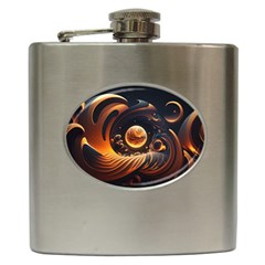 Ai Generated Swirl Space Design Fractal Light Abstract Hip Flask (6 Oz) by Ravend