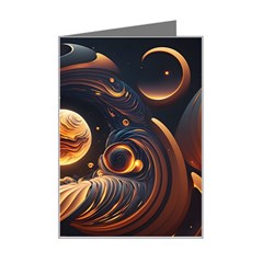 Ai Generated Swirl Space Design Fractal Light Abstract Mini Greeting Card by Ravend