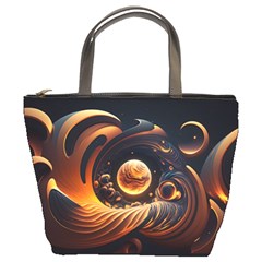 Ai Generated Swirl Space Design Fractal Light Abstract Bucket Bag by Ravend