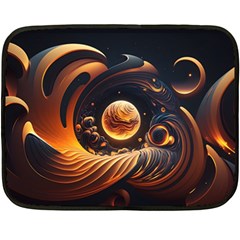 Ai Generated Swirl Space Design Fractal Light Abstract Fleece Blanket (mini) by Ravend