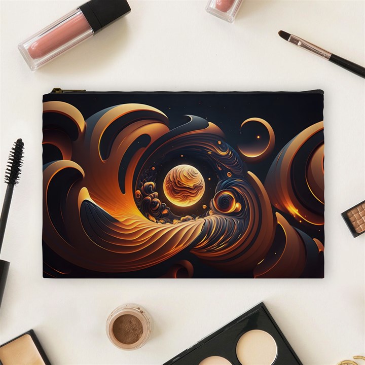 Ai Generated Swirl Space Design Fractal Light Abstract Cosmetic Bag (Large)