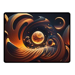 Ai Generated Swirl Space Design Fractal Light Abstract One Side Fleece Blanket (small) by Ravend