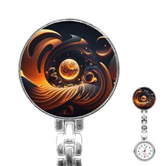 Ai Generated Swirl Space Design Fractal Light Abstract Stainless Steel Nurses Watch