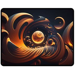 Ai Generated Swirl Space Design Fractal Light Abstract Fleece Blanket (medium) by Ravend