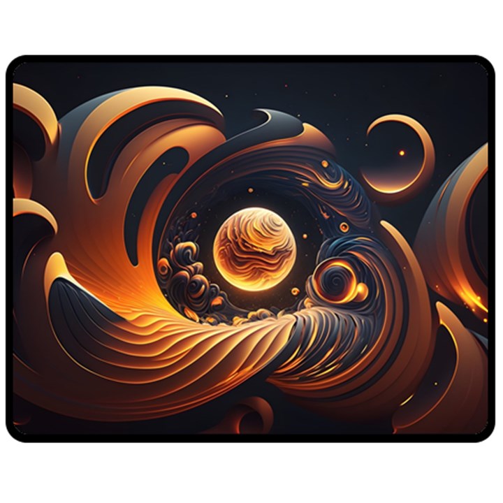 Ai Generated Swirl Space Design Fractal Light Abstract Fleece Blanket (Medium)