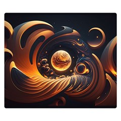 Ai Generated Swirl Space Design Fractal Light Abstract Premium Plush Fleece Blanket (small) by Ravend