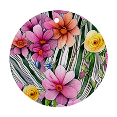 Beautiful Big Blooming Flowers Watercolor Ornament (round) by GardenOfOphir