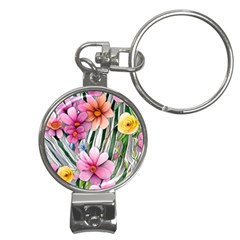 Beautiful Big Blooming Flowers Watercolor Nail Clippers Key Chain