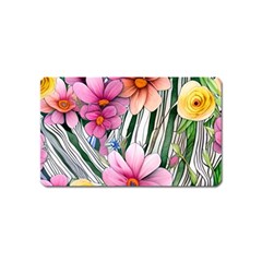 Beautiful Big Blooming Flowers Watercolor Magnet (name Card) by GardenOfOphir