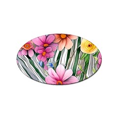 Beautiful Big Blooming Flowers Watercolor Sticker Oval (10 Pack) by GardenOfOphir