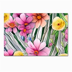 Beautiful Big Blooming Flowers Watercolor Postcard 4 x 6  (pkg Of 10) by GardenOfOphir