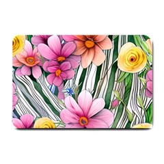 Beautiful Big Blooming Flowers Watercolor Small Doormat by GardenOfOphir