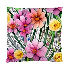 Beautiful Big Blooming Flowers Watercolor Standard Cushion Case (one Side) by GardenOfOphir