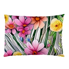 Beautiful Big Blooming Flowers Watercolor Pillow Case by GardenOfOphir