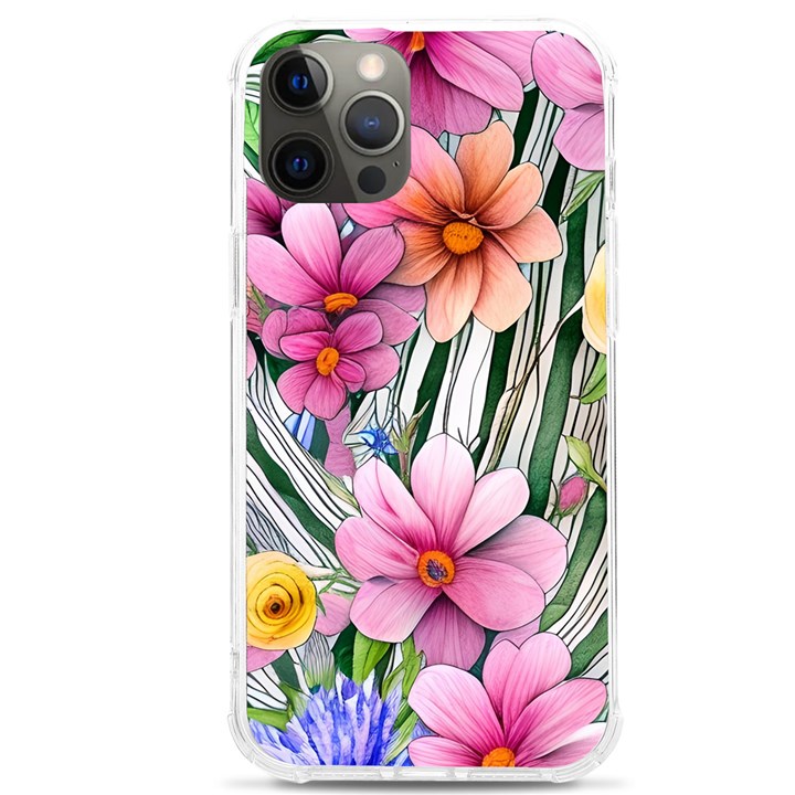 Beautiful Big Blooming Flowers Watercolor iPhone 12 Pro max TPU UV Print Case