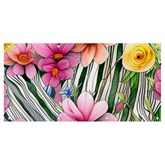 Beautiful Big Blooming Flowers Watercolor Banner And Sign 8  X 4  by GardenOfOphir