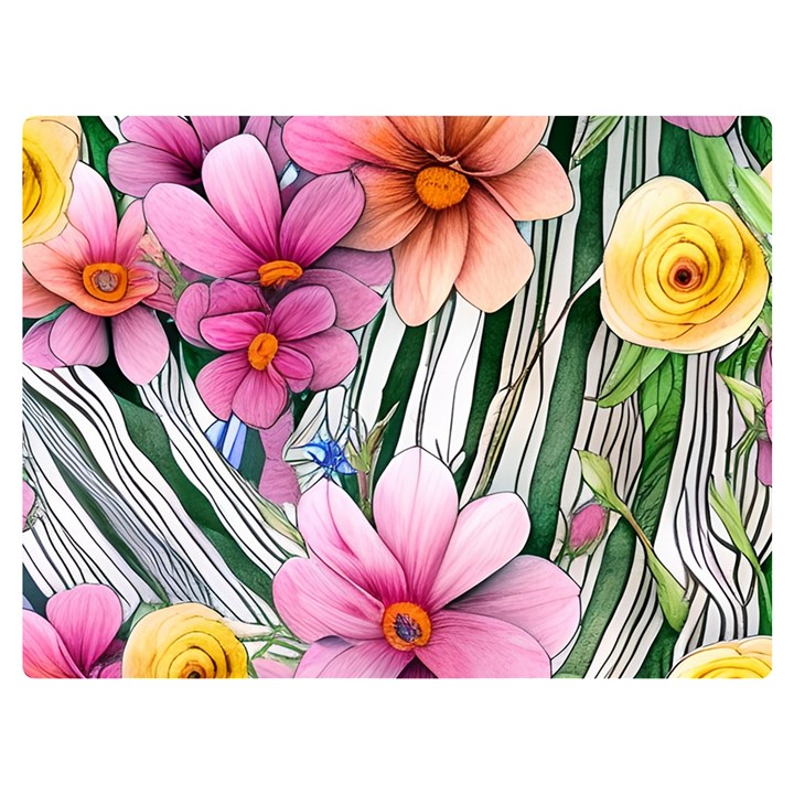 Beautiful Big Blooming Flowers Watercolor One Side Premium Plush Fleece Blanket (Extra Small)