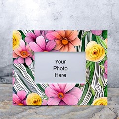 Beautiful Big Blooming Flowers Watercolor White Tabletop Photo Frame 4 x6  by GardenOfOphir