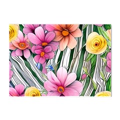 Beautiful Big Blooming Flowers Watercolor Crystal Sticker (a4)