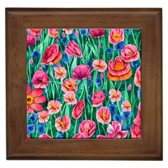 Blossom-filled Watercolor Flowers Framed Tile by GardenOfOphir