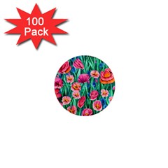 Blossom-filled Watercolor Flowers 1  Mini Magnets (100 Pack)  by GardenOfOphir