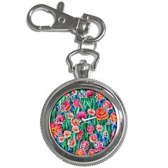 Blossom-filled Watercolor Flowers Key Chain Watches by GardenOfOphir