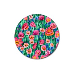 Blossom-filled Watercolor Flowers Magnet 3  (round) by GardenOfOphir