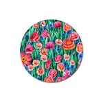 Blossom-filled Watercolor Flowers Magnet 3  (Round) Front