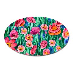 Blossom-filled Watercolor Flowers Oval Magnet by GardenOfOphir