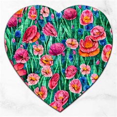 Blossom-filled Watercolor Flowers Jigsaw Puzzle (heart) by GardenOfOphir