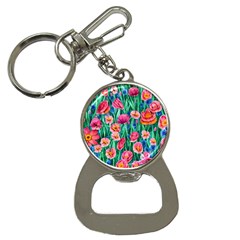 Blossom-filled Watercolor Flowers Bottle Opener Key Chain by GardenOfOphir