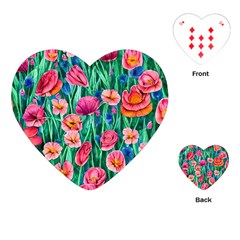 Blossom-filled Watercolor Flowers Playing Cards Single Design (heart) by GardenOfOphir