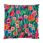 Blossom-filled Watercolor Flowers Standard Cushion Case (One Side) Front