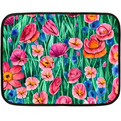 Blossom-filled Watercolor Flowers One Side Fleece Blanket (mini) by GardenOfOphir