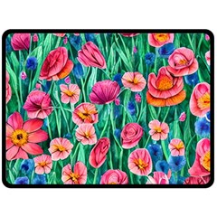 Blossom-filled Watercolor Flowers One Side Fleece Blanket (large) by GardenOfOphir