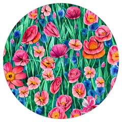 Blossom-filled Watercolor Flowers Round Trivet by GardenOfOphir