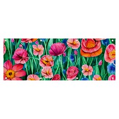 Blossom-filled Watercolor Flowers Banner And Sign 8  X 3  by GardenOfOphir