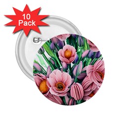 Azure Watercolor Flowers 2 25  Buttons (10 Pack)  by GardenOfOphir