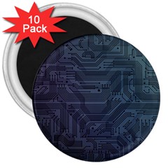 Circuit Board Circuits Mother Board Computer Chip 3  Magnets (10 Pack)  by Ravend