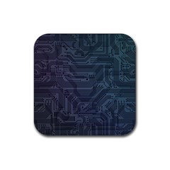 Circuit Board Circuits Mother Board Computer Chip Rubber Coaster (square) by Ravend