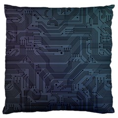 Circuit Board Circuits Mother Board Computer Chip Large Cushion Case (one Side) by Ravend