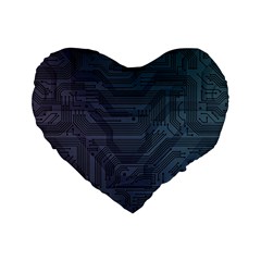 Circuit Board Circuits Mother Board Computer Chip Standard 16  Premium Heart Shape Cushions by Ravend