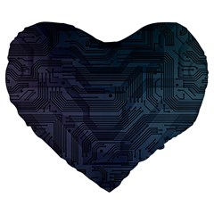 Circuit Board Circuits Mother Board Computer Chip Large 19  Premium Heart Shape Cushions by Ravend