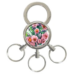 Azure Watercolor Flowers 3-ring Key Chain by GardenOfOphir