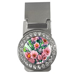 Azure Watercolor Flowers Money Clips (cz)  by GardenOfOphir