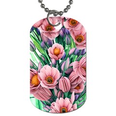 Azure Watercolor Flowers Dog Tag (two Sides) by GardenOfOphir