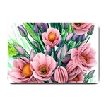 Azure Watercolor Flowers Small Doormat 24 x16  Door Mat