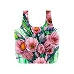 Azure Watercolor Flowers Full Print Recycle Bag (S) Front